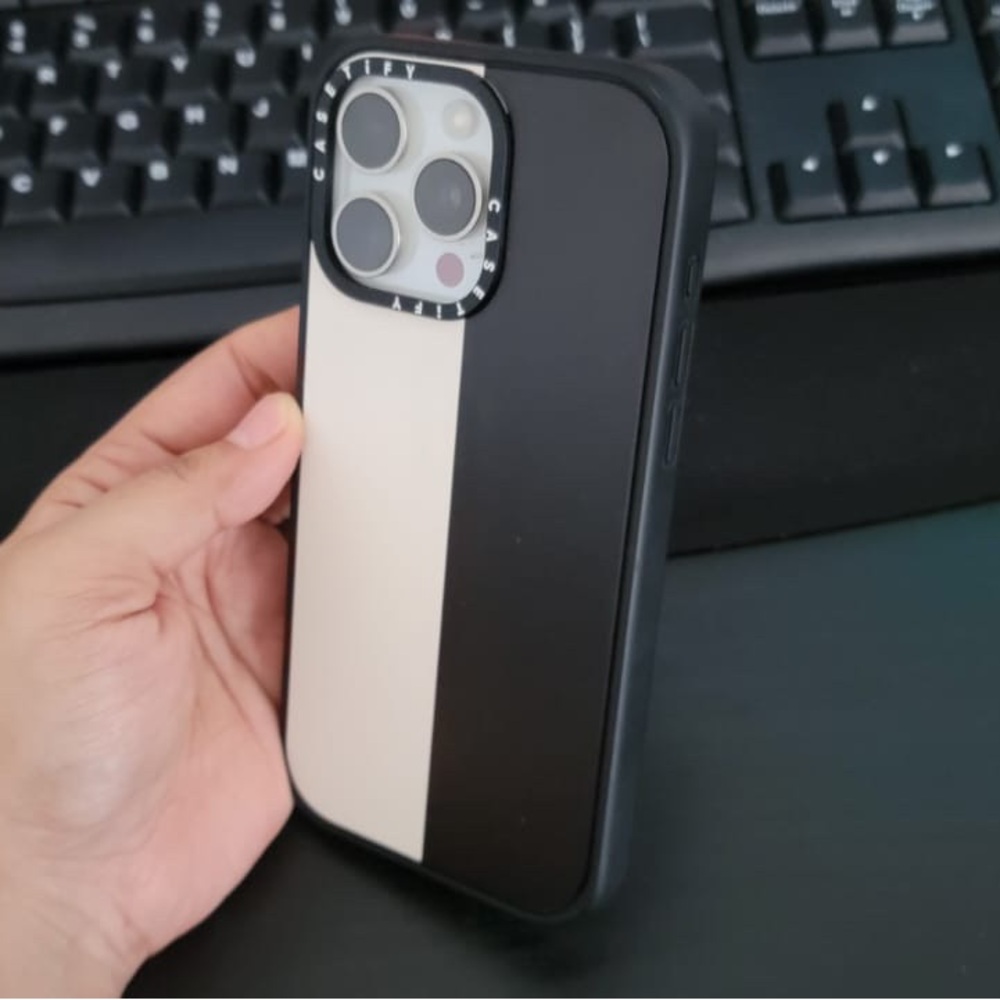 Casetify Two-Tone Black and Cream Phone Case